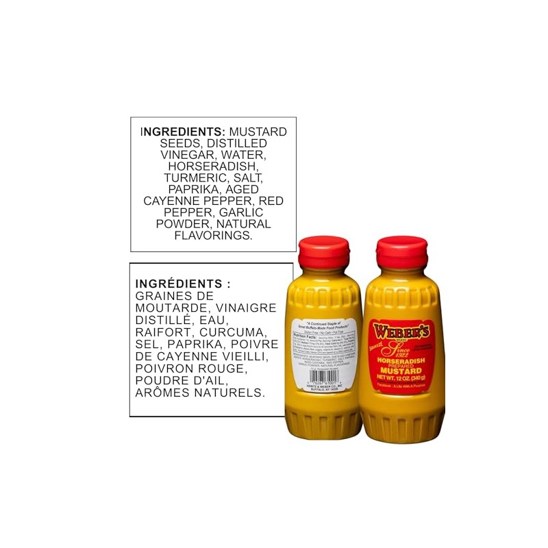 Buffalo's Own Weber's Brand Horseradish Mustard Squeeze Bottle 12oz. by