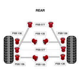 PSBushings 12x Toyota Corolla (88-02) Rear Polyurethane Bushing Kit