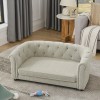 Pet Sofa with Arc-shaped Backrest and Armrests, Contemporary Rectangular Pet