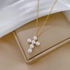 Pearl Cross Necklace for Women Dainty Charm Necklace Freshwater Baroque