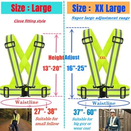IDOU High Visibility straps |Safety Vest |Adjustable & Elastic | Reflective Running Gear for Jogging,Walking,Cycling,Construction Workers,Motorcycle,Men,Women (XXL)