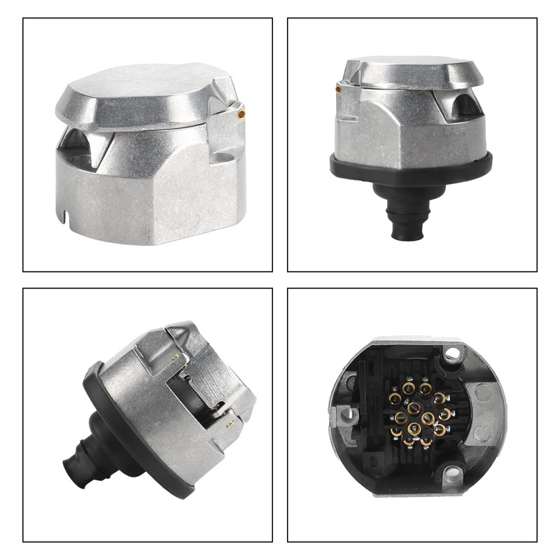 Qiping Waterproof Trailer Socket 13-Pin Metal Socket with Seals, Cable