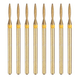 HARFINGTON 8pcs 325-400 Grits Diamond Grinding Bit 1.6mm Oval Head 2.35mm Shank 8mm Length Titanium Plated Stone Sanding Drill Bits Rotary Tool for Nails Grinding Polishing