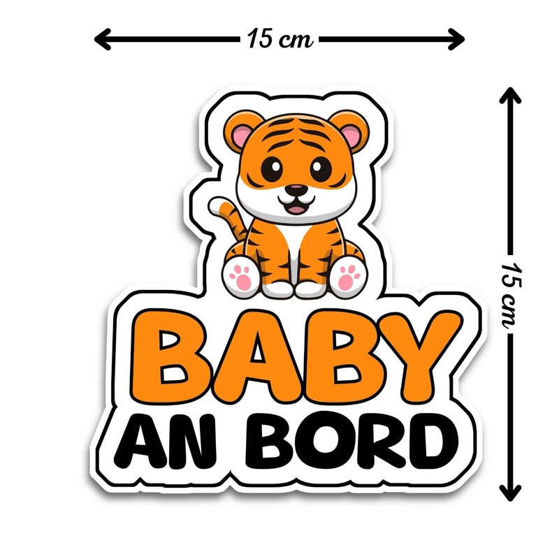 Baby on Board Sticker Car, Baby Tiger Car Sticker, Baby