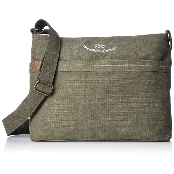Lafiel 365 Series 003146700 Shoulder Bag with Embroidered Canvas Logo, 15, Khaki