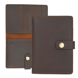 RFID Passport Holder Travel Wallet for Men, Leather Passport Cover Wallet with Card Holders SIM Slots, Zippered Coins Pocket and Cash Slot Slim Compact Travel Wallet