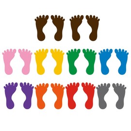 ifundom 10 Pairs Foot Stickers Waterproof Footprint Stickers with Social Distance and Footprint Colourful Stickers Floor Child Attached PVC