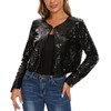 MINTLIMIT Women's Sequin Cardigan Short Open Cardigan Long Sleeve Bolero