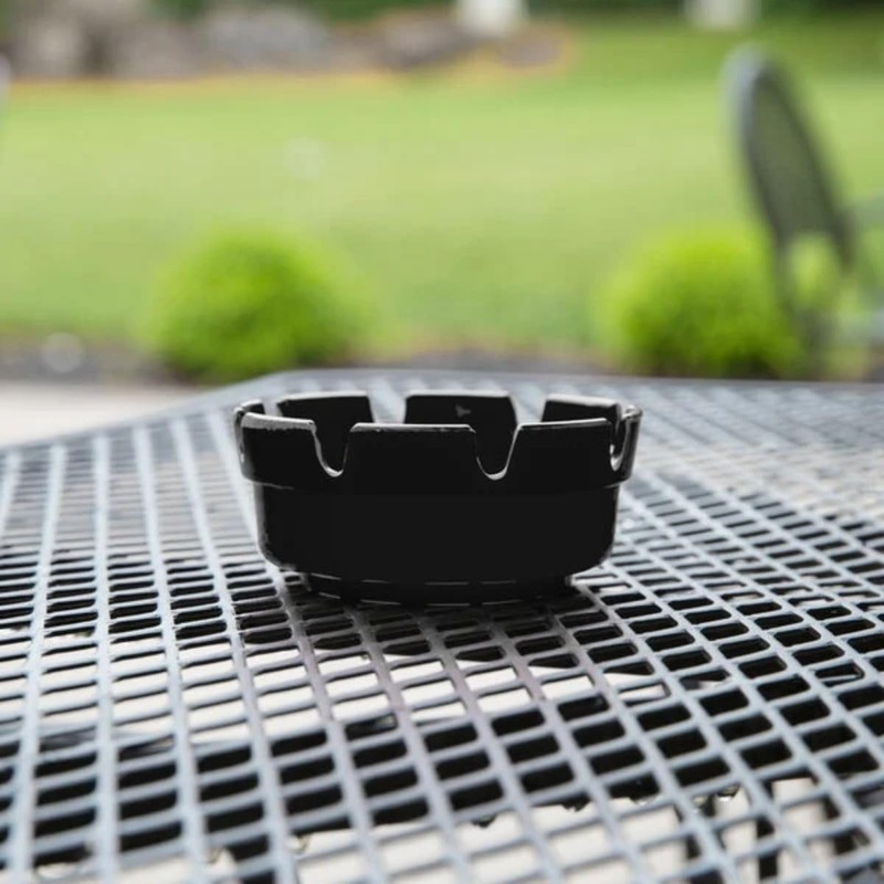 Black Plastic Ashtray Bakelite Plastic Notched Ashtray | 4 ¼”