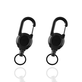 Tabanzhe Retractable Keychain 2PCS Heavy Duty Carabiner Badge Holder ID Lanyard Reel with 23.6'' Steel Retractable Cord Keyring for Outdoor
