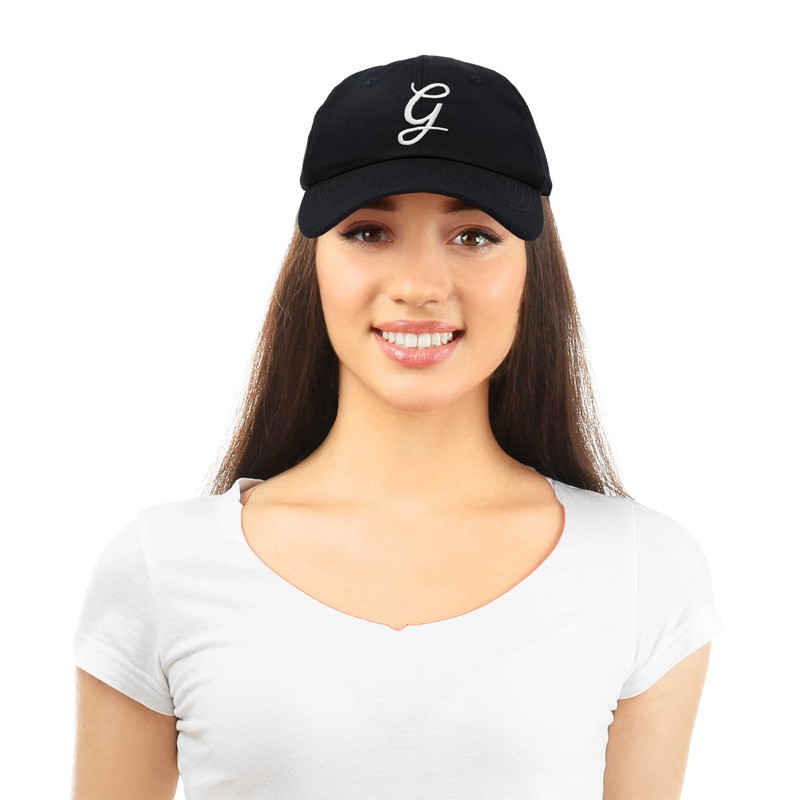 DALIX Initial Hat Letter G Black Womens Baseball Cap Monogram