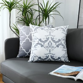 Homefeelzydys Cushion Covers,Cushion Covers 60 x 60 set of 4 Grey Square Throw Pillow Case Cushion covers 24x24 4Pack For Outdoor Patio Garden Blench Living Room Sofa Farmhouse Decor