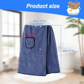 YFaith Men's Sauna Towel, 70 x 140 cm, Sauna Kilt Men with Press Studs and Pockets, Elastic Sauna Skirt, Adjustable Towel Dress, for Beach, Bathing, Sauna Kilt Men