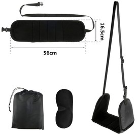 Airplane Footrest - Travel Foot Rest (Memory Foam), Airplane Travel Accessories, No Clashing Foot Hammock & Portable Plane Leg Rest, Provides Relaxation and Comfortable for Long Flight (Black）