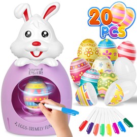 HaoVrisn Egg Painting Machine for Girls, Easter Eggs for Painting Set with 20 White Egg Shells and 8 Different Coloured Pens, Craft Set Easter Crafts Children 3-10 Years Easter Gifts Children
