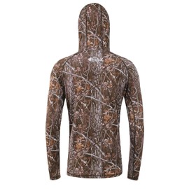 BRILISLE UPF 50+ Sun Protection Long Sleeves Hunting & Fishing Shirts for men, Camo Hoodie with Built-In Face Mask cOak_M