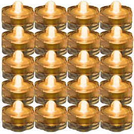 JYtrend Super Bright LED Floral Tea Light Submersible Lights for Party Wedding (Amber, 60 Pack)