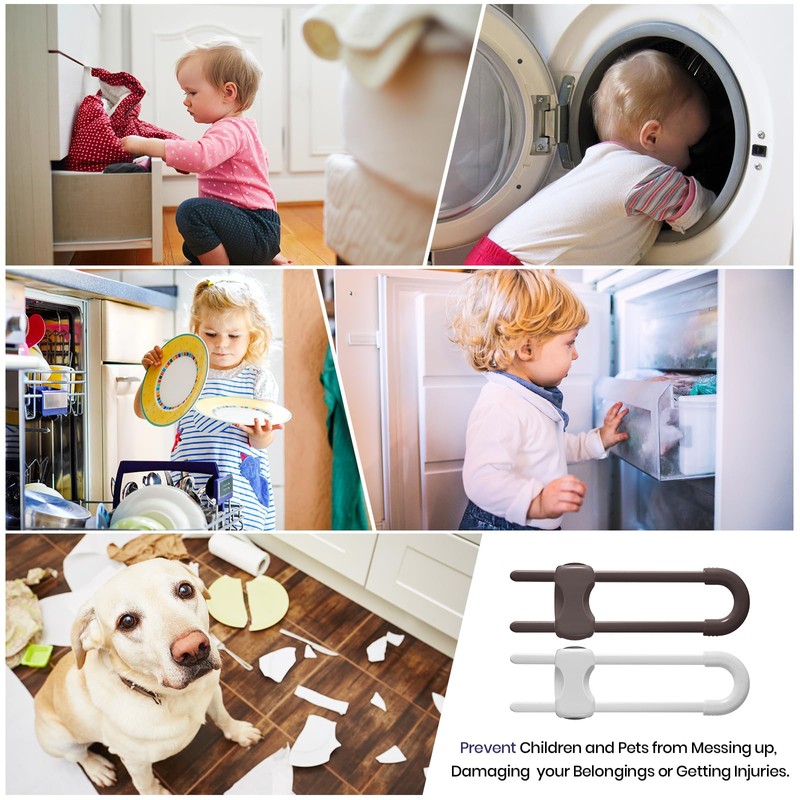 Jetec 10 Pieces Cabinet Locks for Babies, U-Shaped Proofing Drawers