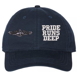 U.S. Navy Enlisted Silver Dolphins Pride Runs Deep Unstructured Dad Cap (Navy Blue)