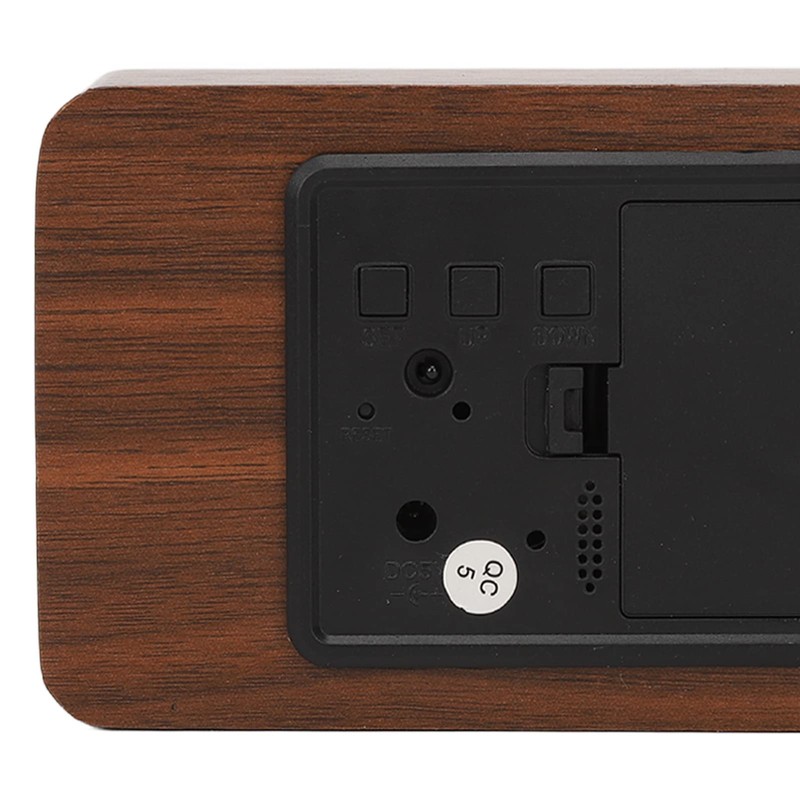 LED Table Clock Wood Look, Alarm Clock Digital Radio Clock,