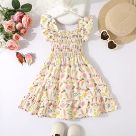 NUBEEHOHO Girls Easter Dress Toddler Summer Dress Casual Sleeveless Bithday Holiday Sundress Baby Girl Easter Outfit (1579-6-7T)
