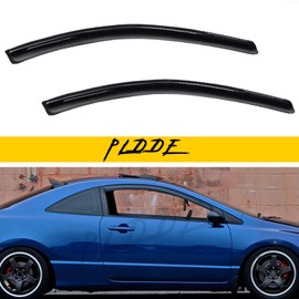 PLDDE 2pcs Window Visors Compatible with 2006-2011 Honda Civic 2-Door Coupe Sun/Rain Guard Wind Side Vent Window Deflector Outside Mount 2007 2008 2009 2010