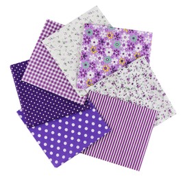aufodara Cotton Fabric Patchwork DIY Fabric Package 7 Pieces 50 x 50 cm, Pure Cotton Fabric, Fabrics for Sewing, Quilting, Crafts, Fabric, Various Patterns, Squares Cotton Cloth (Purple)