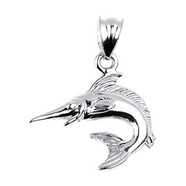 High Polished 925 Sterling Silver Swordfish Charm Pendant