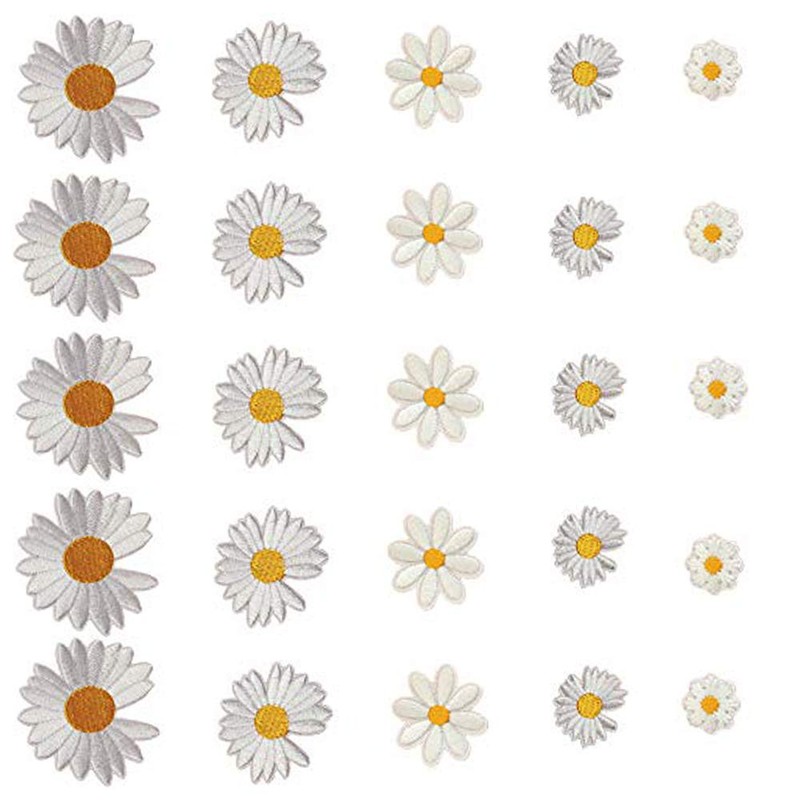 Aweisile Daisy Patch, Iron-On Patches, Pack of 25 Sew-On Flower
