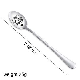 Good Morning Bestie Spoon Gift for Women Best Friend Friendship Gifts for Teen Girls Boys Birthday Gift Ideas Funny Christmas Gift for Work Bestie Gifts for Mens Long Handle Coffee Dessert Tea Spoons