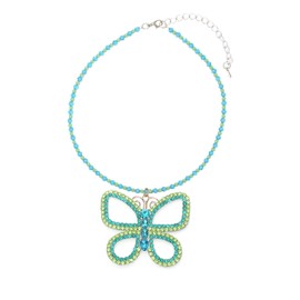 LIU JUN Large Butterfly Necklace for Women, Big 2.5" x 3" Green Butterfly Pendant Sparkly Y2K Charm Choker Elegant Costume Gift Jewelry (Big Butterfly Green)