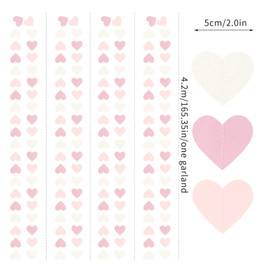 Pink-White Girls Birthday Party-Decorations Heart-Garland - 52Ft Proposal Galentines Wedding Paper Streamers Banner,Baby Bridal Shower Engagement Bachelorette Decor Lasting Surprise