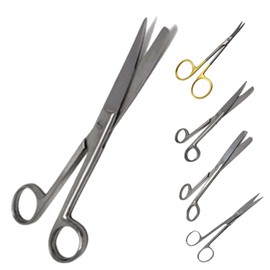 Rewon Gear Stumpfe Pflegeschere, Chirurgische schere Erste-Hilfe-Allzweck-Instrument, scharf stumpf Edelstahl gebogen Verbandschere für den Heimgebrauch