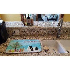 Caroline's Treasures CK3548DDM Japanese Chin Christmas Tree Dish Drying Mat Absorbent Dish Drying Mat Pad for Kitchen Counter Dish Drainer Mat for Countertop, 14 x 21", Multicolor