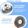 2Pack Stainless Steel Wool Scrubber with Handle, Scrubbing Scouring Brush