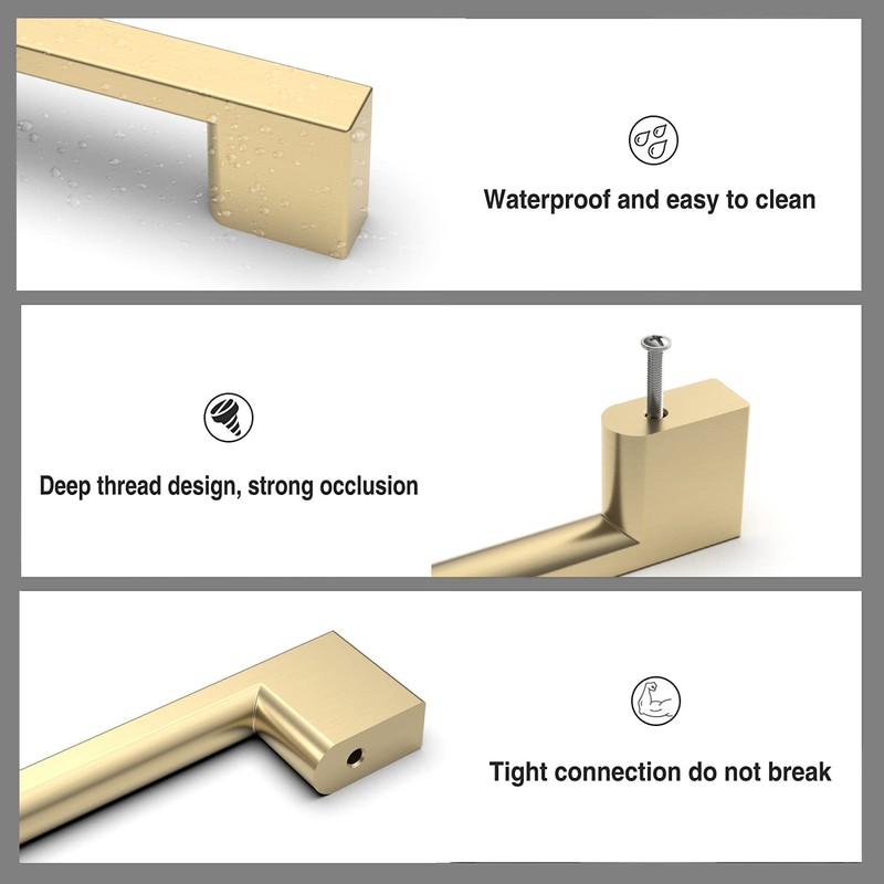 Amerdeco 8 Pack Brushed Brass Cabinet Pulls 128mm Hole Center