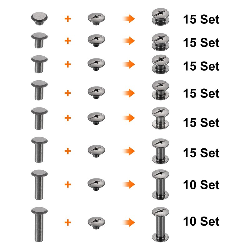 sourcing map 110 Sets Chicago Screw Rivets Metal Phillips Head