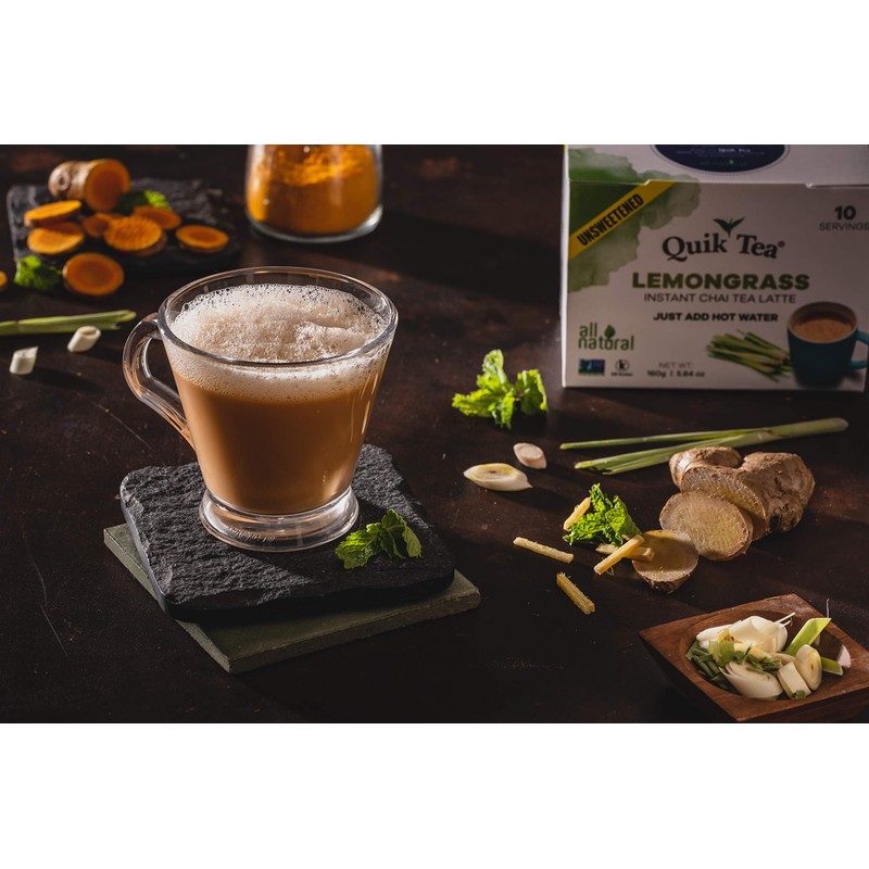 Quik Tea Unsweetened Lemongrass Chai Tea Latte - 10 Count