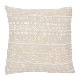 Creative Co-Op Woven Cotton Embroidered Pillow, 20" L x 20" W x 2" H, Beige