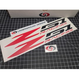 Z51 Racing Decals (2pk) Corvette 12" Rocker Stickers C5 C6 Grandsport C7 C8 Stingray LSX LTX (Gloss Red & Black)