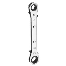 HARFINGTON Double Box End Reversible Ratcheting Wrench 10mm x 12mm CR-V Steel 180 Degrees Metric Double Head 12-Point 24-Teeth Adjustable Ratchet Gear Socket Spanner, Silver Grey