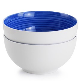 Gibson Home Crenshaw 7 Inch 2 Piece Stoneware Bistro Bowl Set in Blue and White