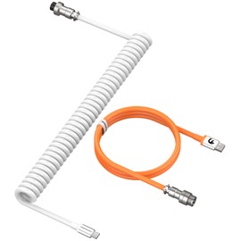 LexonElec Gaming Keyboard Cable, USB-Type C Dual Sleeve Stable Connection Mechanical Keyboard Cable, 2.0M (0.66 ft.) with Detachable Metal Flyer, Not Easy to Knot for PC Gamers(White&Orange)