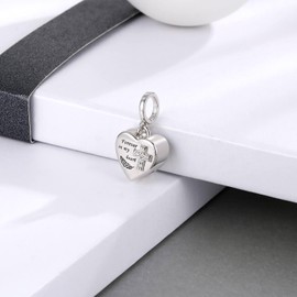 zaxsj - Abalorio de urna de plata de ley para cenizas de cremación para mujer, ajuste de pulsera, colgante de abalorio de corazón, recuerdo conmemorativo, collar de urna de cremación, joyería para ser