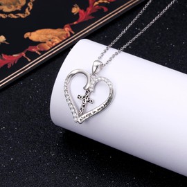 Alphm Cross Heart Necklace for Women S925 Sterling Silver