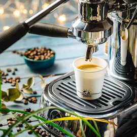 GREENBOX Environmentally Friendly Organic Disposable Cups Compostable I Paper Cups Tasting Cups Espresso Paper Cups White with EcoUp© Icon and PLA Coating I 50 Drinks Cups 100 ml 4 oz