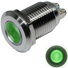 Lumonic LED Indicator Light 12 mm Green Stainless Steel I Signal Light with Screw Connection - IP67 I Signal Lamp for Car with 6 V, 12 V & 24 V LED Voltage