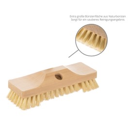 Scrubber - Wooden Scrupper with Natural Bristles - Ideal for Cleaning / Floor/Floor Brush, Tiles, Balcony, Patio, Garden, Outdoors, Indoors, Outdoors/Outdoors