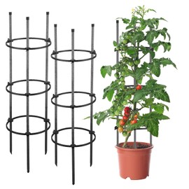 Tomato Cage for Garden, 46" Tomato Cages for Plant Support 2-Pack, Tomato Trellis for Raised Bed, Pots, Metal Sturdy Cherry Tomato Stakes Supports for Cucumber Vegetable Climbing Plants Grow, 3-Layer