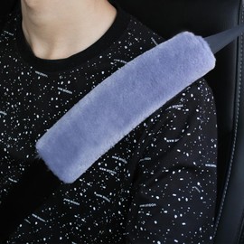 Wogomz 2 Pack Car Seatbelt Covers Shoulder Pad, Soft Faux Sheepskin Seat Belt Shoulder Cover for a Comfortable Driving, Seat Belt Shoulder Strap Covers Helps Protect Your Neck and Shoulder (Blue)